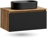 Planetm&ouml;bel Arisa Waschtisch mit Unterschrank 80 cm gold eiche | schwarz,