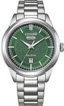 Citizen Eco-Drive Herrenuhr Edelstahl, Gr&uuml;n, 40.5 mm, AW0151-85XC | Analog Quartz,