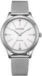 Citizen Eco-Drive Damenuhr Edelstahl, Wei&szlig;, 34 mm, EM1220-82A | Analog Quartz,