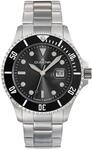 Dugena Herren-Armbanduhr 4461002-1 Diver XL, Quarz, Silber, Schwarz, wasserdicht