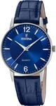 Festina Herrenuhr Analog aus Leder Blau | Quarzwerk, Widerstandsf&auml;higes...
