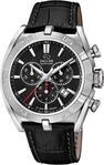 JAGUAR Swiss Made Herrenuhr Chronograph aus Leder Schwarz | Quarzuhr, Kalender,