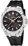 JAGUAR Swiss Made Herrenuhr Analog aus Leder Schwarz | Quarzuhr, Kalender,