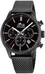 Lotus Herrenuhr Analog aus Edelstahl 316l Schwarz | Quarzwerk, Chronograph, Kalender,
