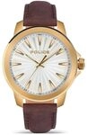 Police Herren Armbanduhr Mensor in der Farbe Gold mit Lederarmband,
