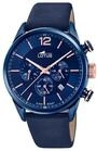 Lotus Herrenuhr Analog aus Leder Blau | Quarzwerk, Chronograph, Kalender,