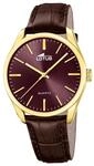 Lotus Herrenuhr Analog aus Edelstahl und Leder Braun Dunkel | Klassisch und Elegant,