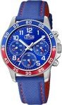 Lotus Jungenuhr Analog aus Edelstahl und Leder Blau | Quarzwerk, Kinderuhr,