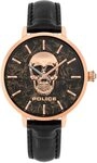 Police Damenuhr Miona Quarz Ros&eacute;gold Edelstahl, Lederarmband, 36 mm,...