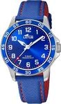 Lotus Jungenuhr Analog aus Edelstahl und Leder Blau | Quarzwerk, Kinderuhr,