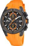 Lotus Herrenuhr Analog aus Edelstahl und Kautschuk Orange | Quarzwerk,...