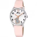 Lotus M&auml;dchenuhr Analog aus Edelstahl und Leder Rosa | Quarzwerk, Kinderuhr,