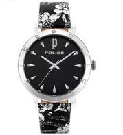 Police Damenuhr Quarz Edelstahl Schwarz-Silber 36mm, Ziffernblatt Schwarz,