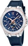JAGUAR Swiss Made Analoge Herrenuhr mit Fase Lunar aus Leder Blau | Quarzwerk,