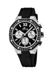 Lotus Damen Uhr Analog aus Schwarzem Kautschuk - Quarz Chronograph - Mineralglas