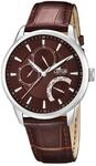 Lotus Herren Quarz-Uhr mit Braun Zifferblatt Analog-Anzeige und braunem...