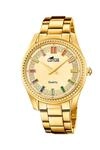 Lotus Damenuhr Analog aus Edelstahl 316l Goldfarben | Quarzwerk, Widerstandsf&auml;higes