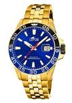 Lotus Herrenuhr Analog aus Edelstahl 316l Goldfarben | Quarzwerk, Kalender,