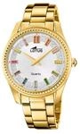 Lotus Damenuhr Analog aus Edelstahl 316l Goldfarben | Quarzwerk, Widerstandsf&auml;higes