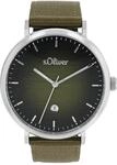 s.Oliver Armbanduhr Herren Quarzuhr analog, mit Nylon Armband, Gr&uuml;n, 3 bar