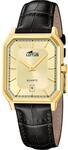 Lotus Herrenuhr Analog aus Edelstahl und Leder Schwarz | Quarzuhr, Kalender,