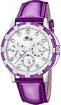 Lotus Damenuhr Analog aus Leder Violett | Quarzwerk Multifunktion,