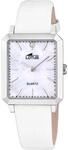 Lotus Damen Uhr Analog Leder Wei&szlig; - Quarzwerk - Mineralglas hochresistent - 5 ATM