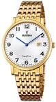 Festina Swiss Made Herrenuhr Analog aus Edelstahl 316l Goldfarben | Quarzwerk,