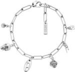 Diesel Herren Silber-Ton Edelstahl Armband, DX1604040
