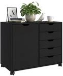 Relaxdays Rollcontainer, 5 Schubladen & 2 F&auml;cher, HBT: 65x78x40 cm, schwarz 