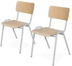 BRB 2-teiliges Stapelstuhl-Set, Gestell lichtgrau, stapelbar, Sitz/Lehne aus
