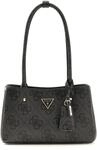GUESS Schultertasche Meridian II Shoulder Satchel Bag Coal Logo dunkelgrau