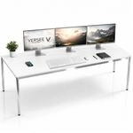 VERSEE Schreibtisch 200 x 90 cm Wei&szlig;, stufenlos manuell h&ouml;henverstellbar...