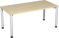 Gera M&ouml;bel 4 Fu&szlig; Flex Schreibtisch, Holzdekor, ahorn/Silber, 160 x 80 x 72 cm