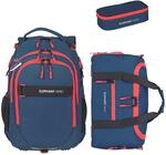 3 Teile Set Schulrucksack Laptopfach M&auml;dchen 13205 Blau Solid + rsmb | Signature
