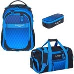 3 Teile Set Schulrucksack Laptopfach Jungen 12868 Dark Blue Cube rsmb | Signature
