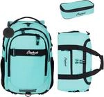 3 Teile Set Schulrucksack Laptopfach M&auml;dchen 13805 T&uuml;rkis Solid + rsmb | Signature