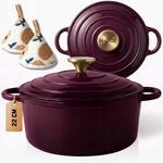HAGE Gusseisen Topf mit Deckel Emaille 3 l 22 cm Dutch Oven Aubergine |...