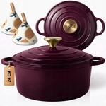 HAGE Gusseisen Topf mit Deckel Emaille 4 l 24 cm Dutch Oven Aubergine |...