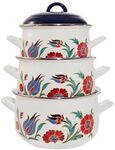 Serenk Premium Emaille-Kochtopfset, 3-teilig, 18/20/22 cm, Dunkelblau
