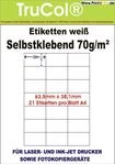 trucol 2100 Universal Qualit&auml;ts Etiketten 63,5 x 38,1 mm selbstklebend wei&szlig;