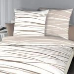G BETTWARENSHOP kuschelig weiche, Moderne Biber Bettw&auml;sche Motion Natur aus 100%