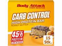 Body Attack Carb Control Protein Riegel 10x 100g (Box), Peanut Butter, 10x100g