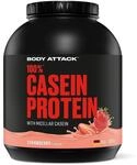 Body Attack 100% CASEIN PROTEIN - Strawberry, 1,8 kg Dose - Hochwertiges Protein
