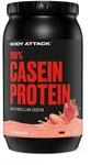 Body Attack 100% Casein Protein Strawberry 900 g | hochwertiges Protein Pulver f&uuml;r