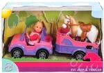 Simba 105737460 - Evi Love Evi Horse Trailer, mit rosa Jeep, lila Pferdeanh&auml;nger und