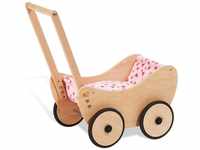 Pinolino Puppenwagen Trixi, aus Holz, inkl. Bettzeug und Bremssystem, Lauflernhilfe