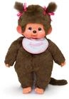 Sekiguchi 255530 - Original Monchhichi M&auml;dchen, Pl&uuml;schfigur mit wei&szlig;-pinkem Latz
