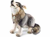 Steiff Snorry Wolf hellgrau sitzend 60 cm, Kuscheltier Wolf, Plüschtier aus