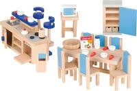 51907 goki - Puppenhaus M&ouml;bel K&uuml;che aus Holz mit Zubeh&ouml;r - Set 30 Teile Miniatur